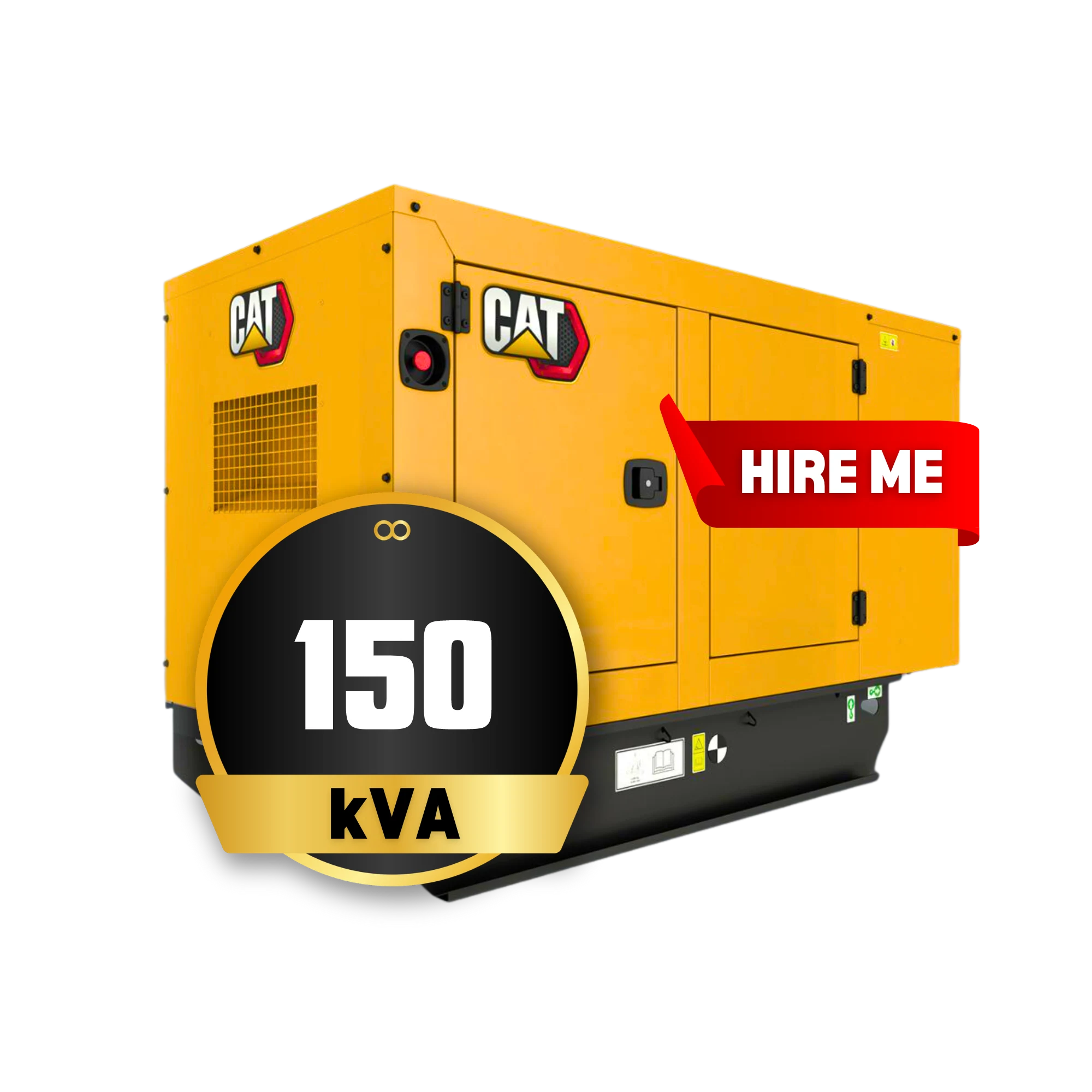 A 150kVA Caterpillar generator set available for hire from Eastern Generators