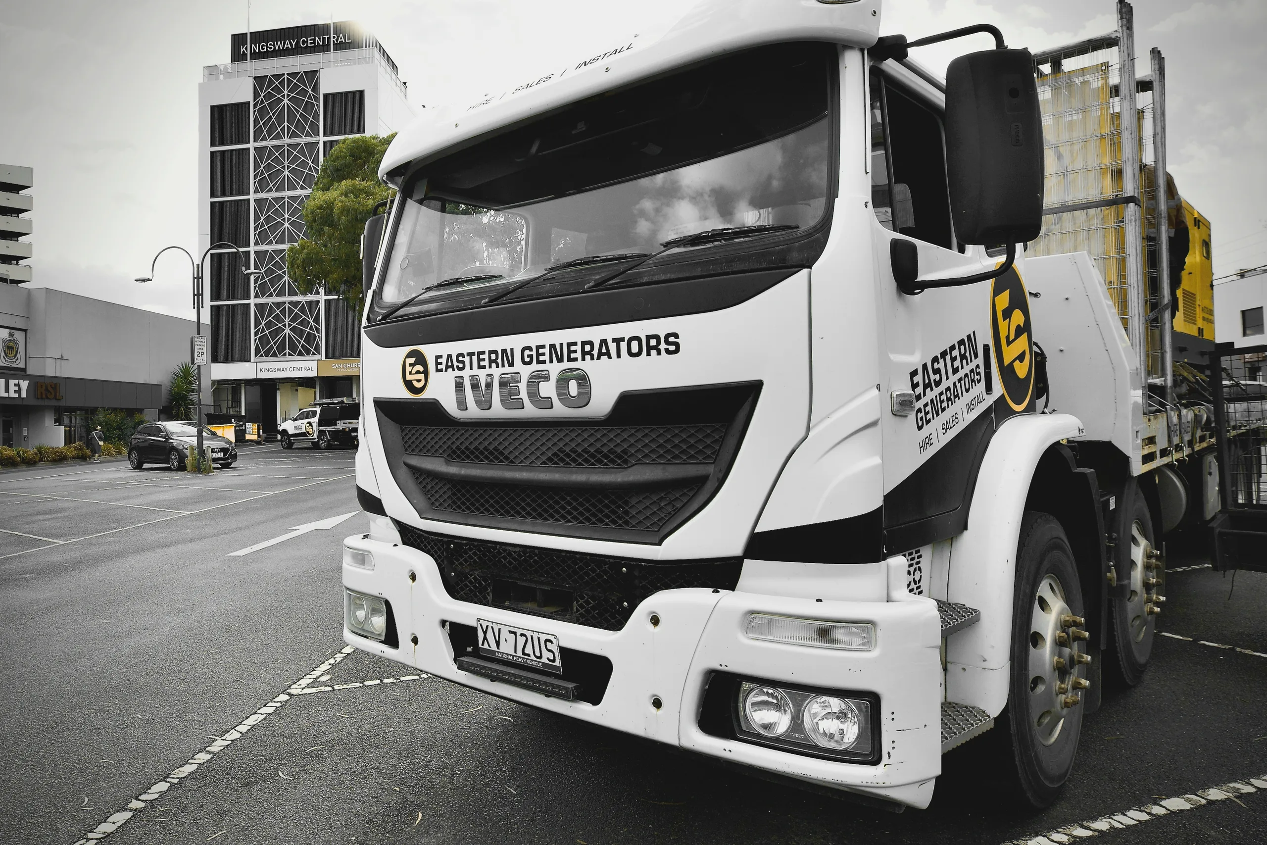 An Eastern Generators truck loaded and ready to dispatch a hire generator
